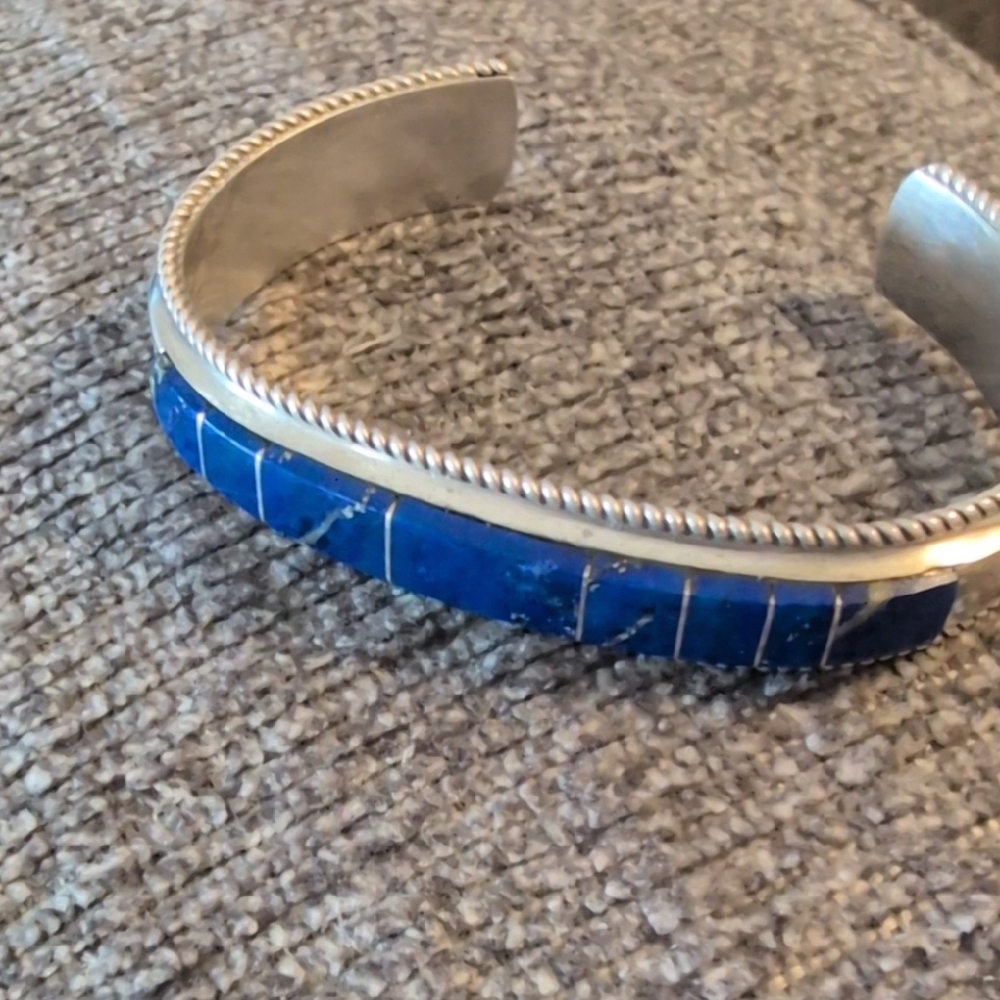 Lapis Blue and Sterling Silver Cuff Bracelet